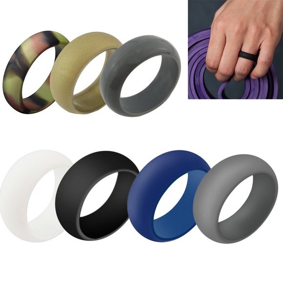 Other - 7 Pack Men Durable Silicone Wedding Band Rings Set